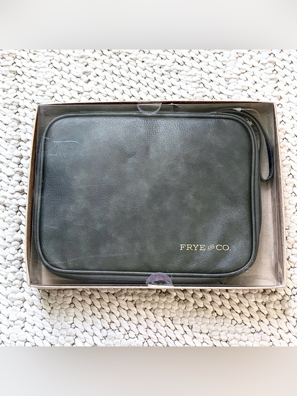 FRYE & Co Vegan Leather Tech Storage Case Charcoal Gray NEW NIB